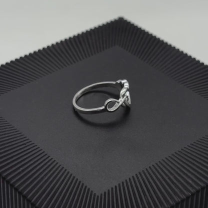 Double Heart Studded Ring | 925 Sterling Silver