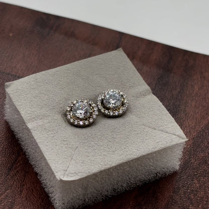 Circular Diamond Stud Earrings | 925 Sterling Silver
