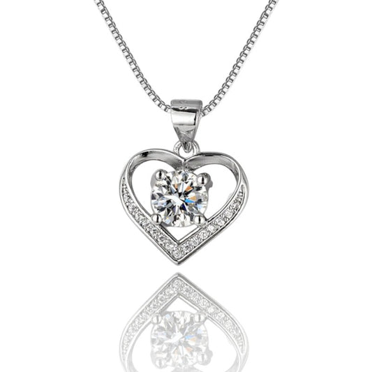 Elegant Diamond Heart Necklace | Italian Silver Plated SACH JEWELS