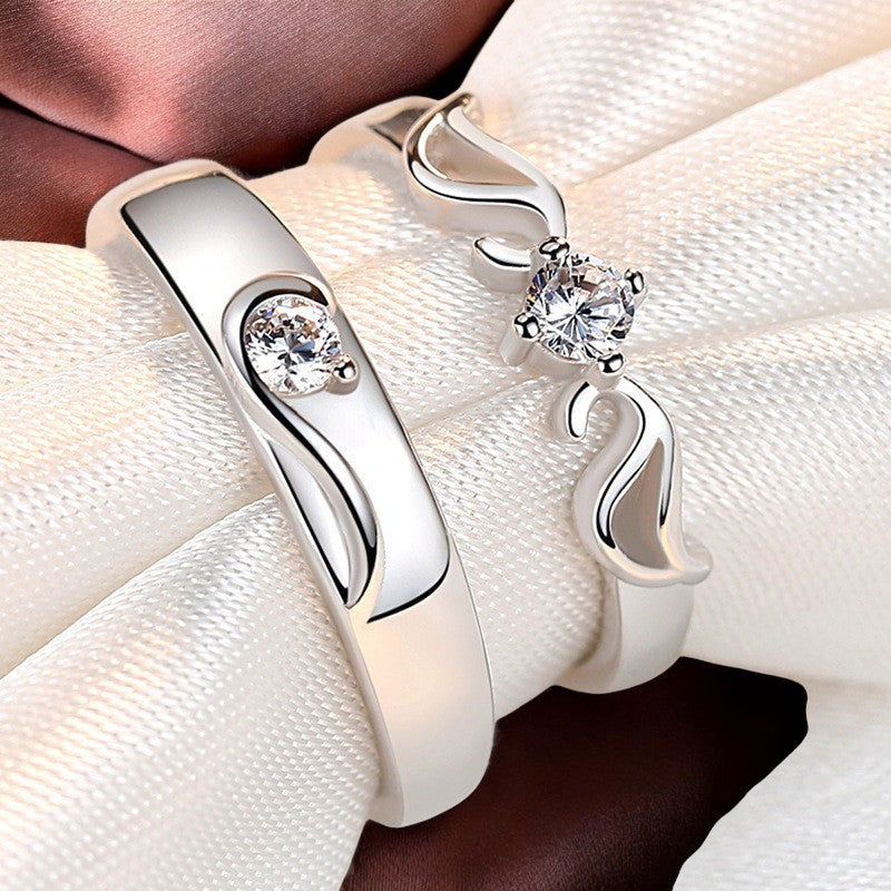Elegant Diamond Couple Ring | Italian Silver Plated SACH JEWELS