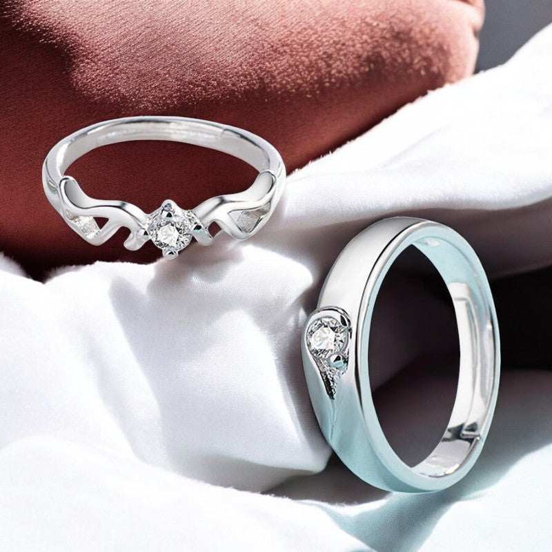 Elegant Diamond Couple Ring | Italian Silver Plated SACH JEWELS