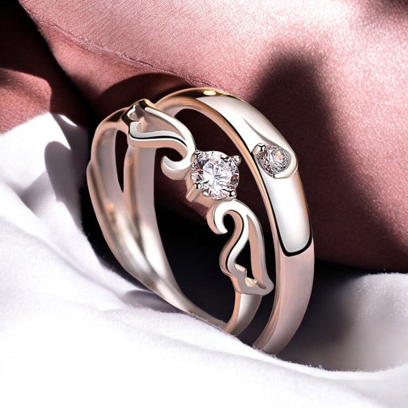 Elegant Diamond Couple Ring | Italian Silver Plated SACH JEWELS