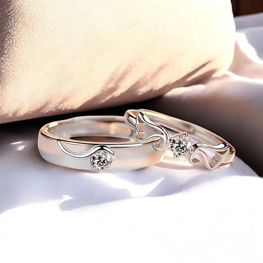 Elegant Diamond Couple Ring | Italian Silver Plated SACH JEWELS