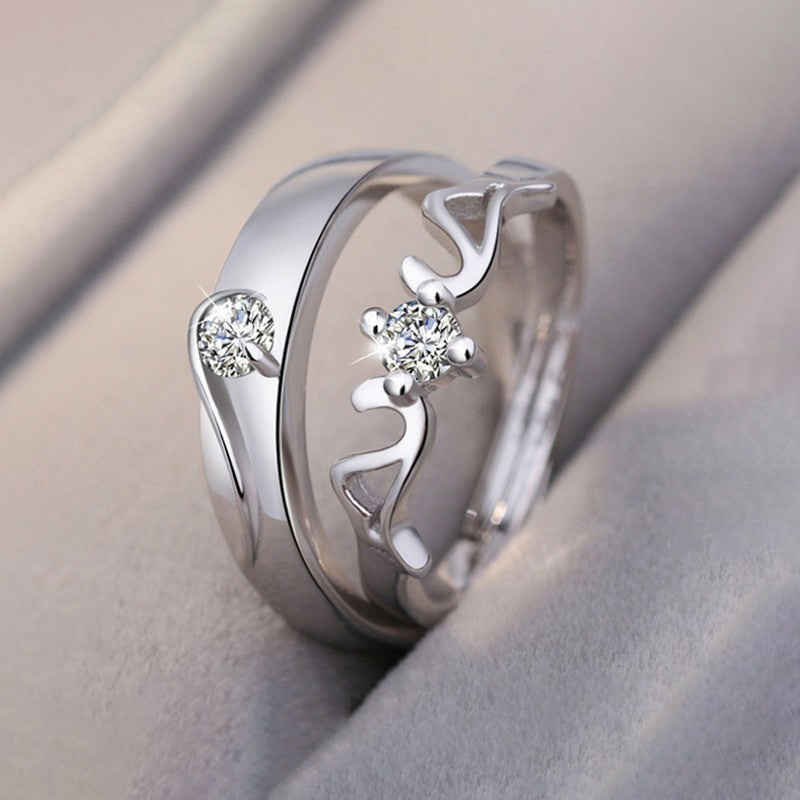 Elegant Diamond Couple Ring | Italian Silver Plated SACH JEWELS