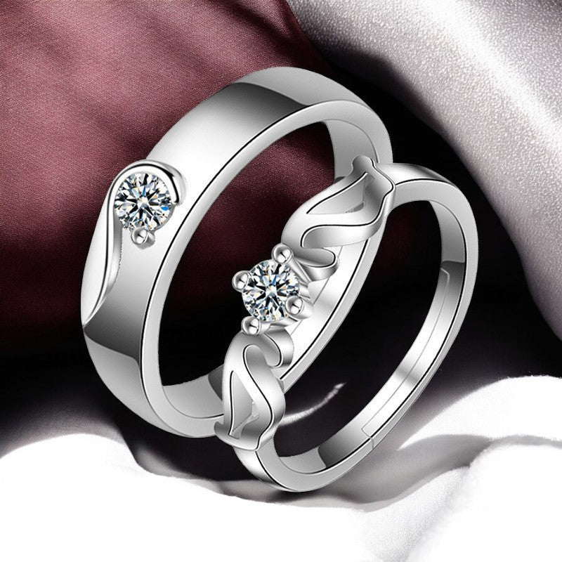 Elegant Diamond Couple Ring | Italian Silver Plated SACH JEWELS