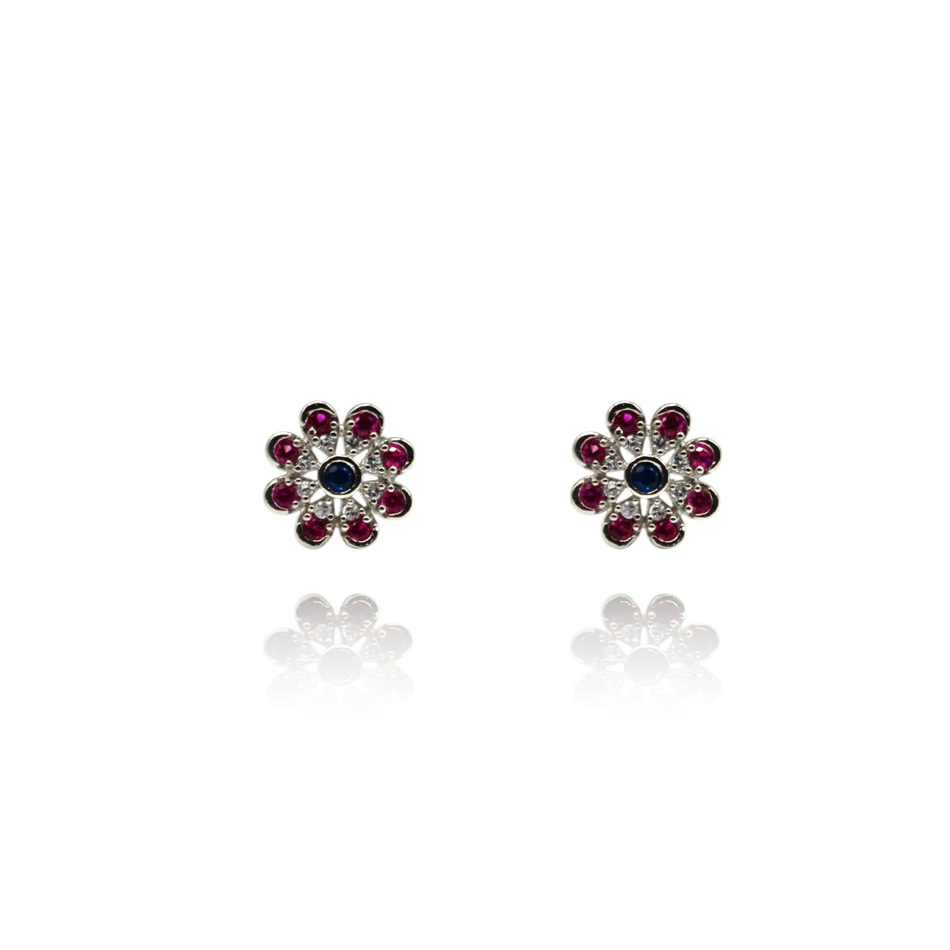 Pink Black Diamond Studded Stud Earrings | 925 Sterling Silver SACH JEWELS