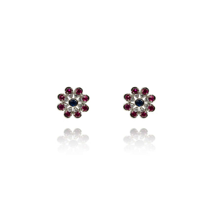 Pink Black Diamond Studded Stud Earrings | 925 Sterling Silver SACH JEWELS