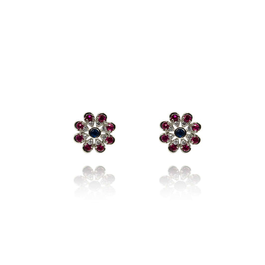 Pink Black Diamond Studded Stud Earrings | 925 Sterling Silver SACH JEWELS