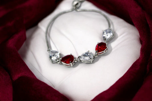 Premium Red Stone Studded Diamond Bracelets | 925 Sterling Silver - SACH JEWELS