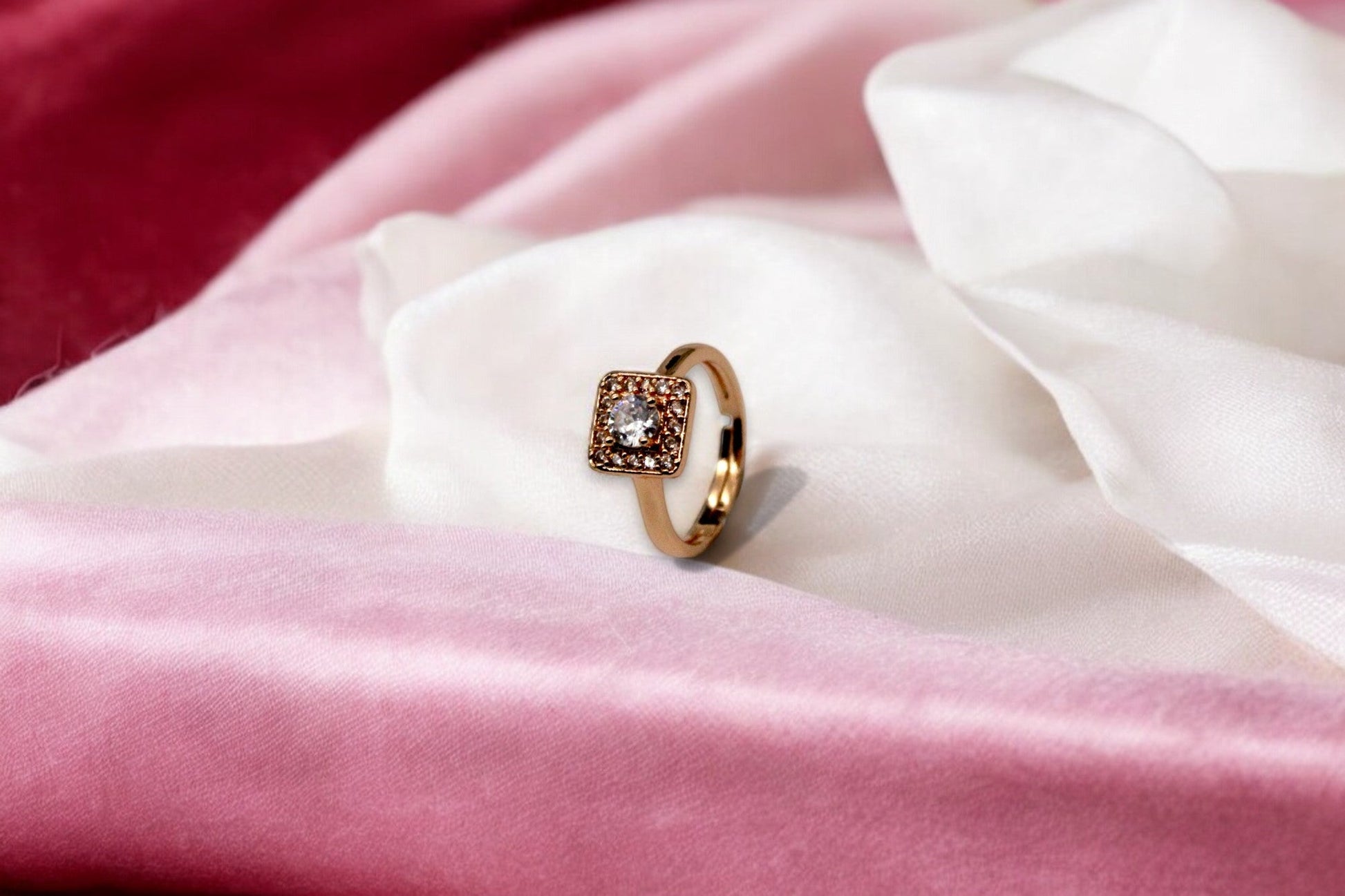Diamond Stud Ring | Rose Gold Plated - SACH JEWELS