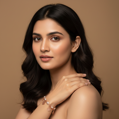 Pearl Heart Charm Bracelet | Rose Gold Plated SACH JEWELS