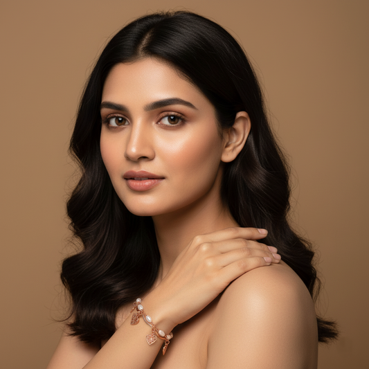 Pearl Heart Charm Bracelet | Rose Gold Plated SACH JEWELS