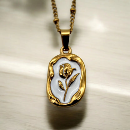 White Rose Necklace| Italian Gold Plated - SACH JEWELS