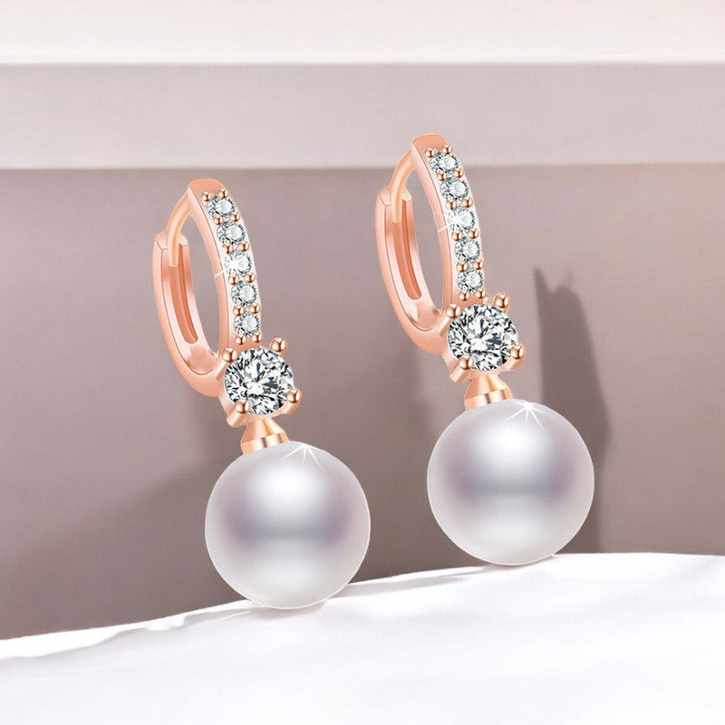 Pearl Drop Earrings | Rose Gold Plated SACH JEWELS