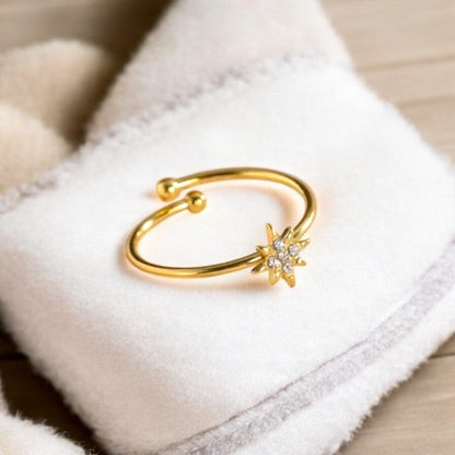 Elegant Diamond Spiked Flower Ring | Italian Gold Plated - SACH JEWELS