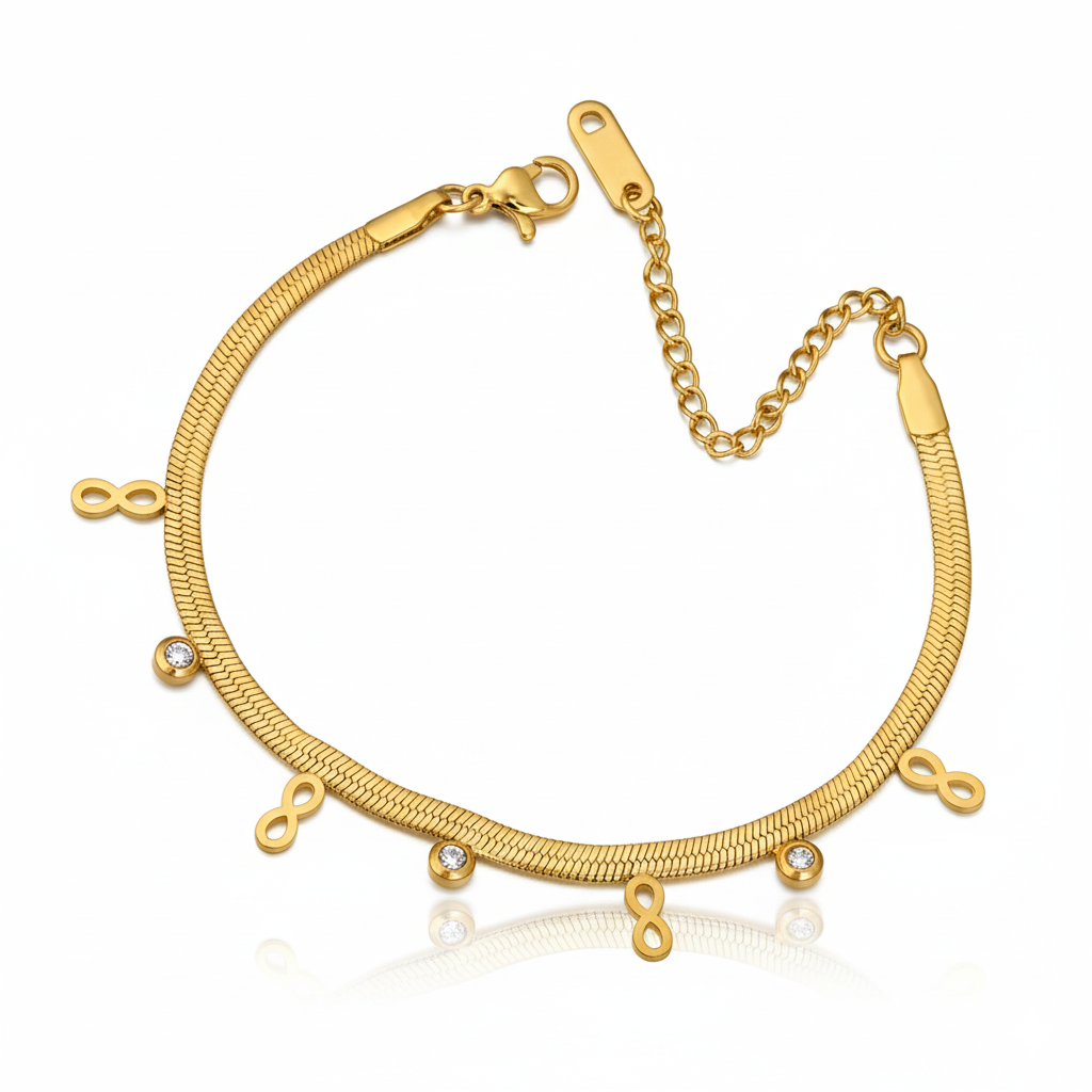 Golden Infinity Charm Bracelet with Crystals | Italian Gold Plated SACH JEWELS