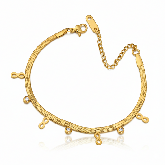 Golden Infinity Charm Bracelet with Crystals | Italian Gold Plated SACH JEWELS