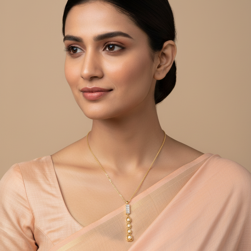 Golden Harmony Drop Necklace with Diamond Accents | Italian Gold Plated SACH JEWELS