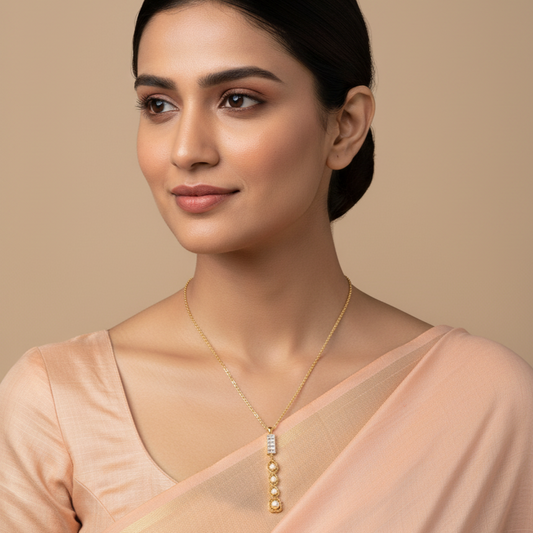 Golden Harmony Drop Necklace with Diamond Accents | Italian Gold Plated SACH JEWELS