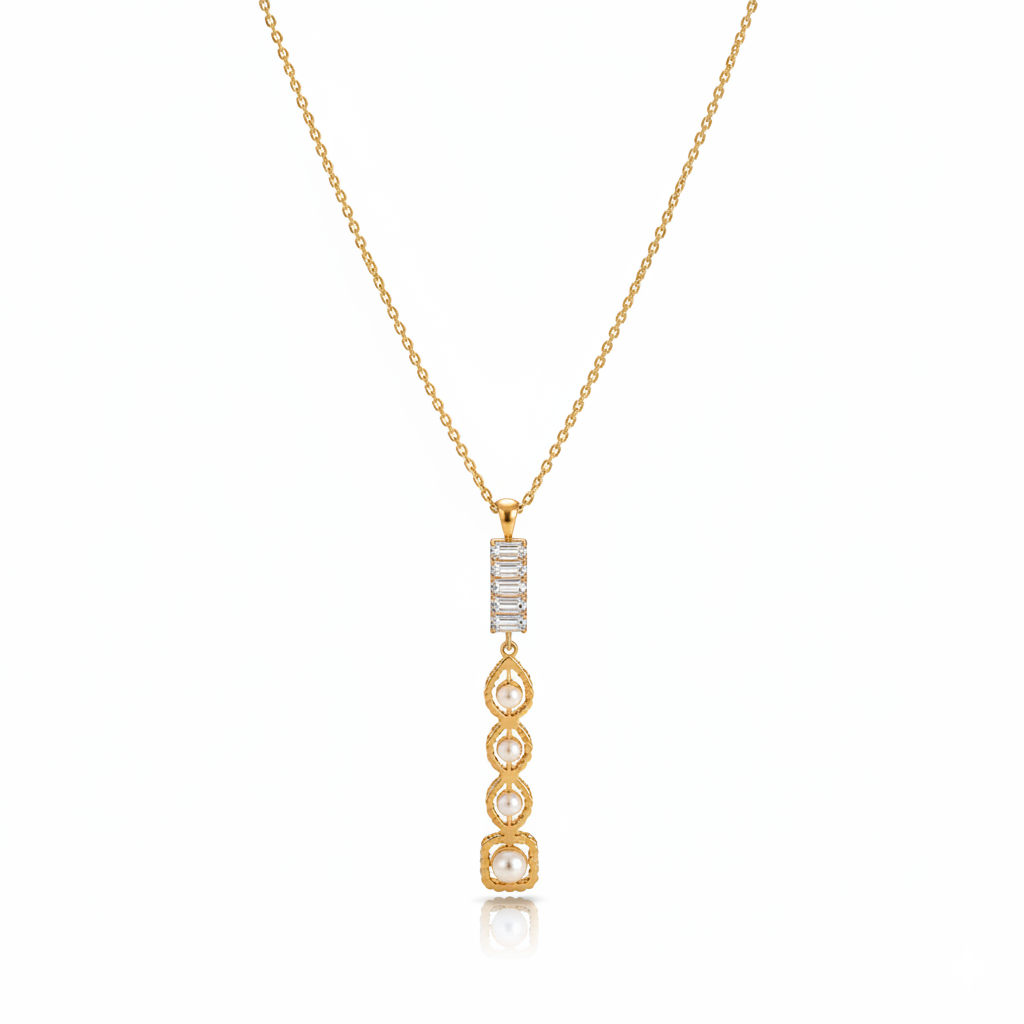 Golden Harmony Drop Necklace with Diamond Accents | Italian Gold Plated SACH JEWELS