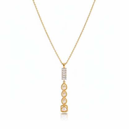 Golden Harmony Drop Necklace with Diamond Accents | Italian Gold Plated SACH JEWELS