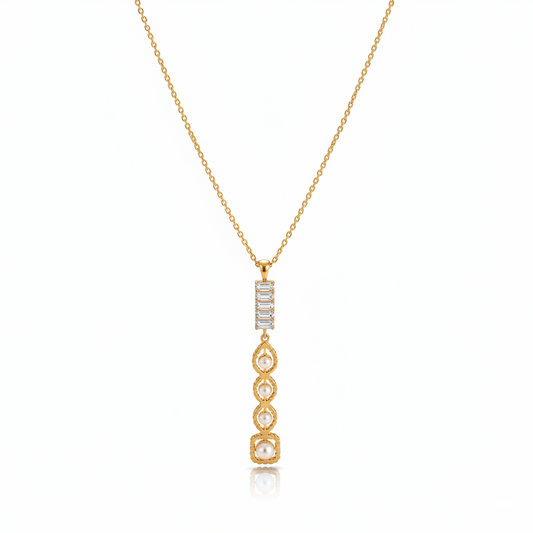 Golden Harmony Drop Necklace with Diamond Accents | Italian Gold Plated SACH JEWELS