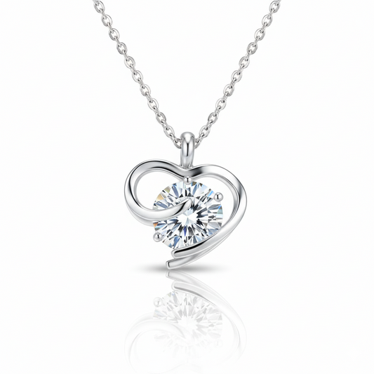 Crystal Embrace Heart Necklace | Italian Silver Plated SACH JEWELS