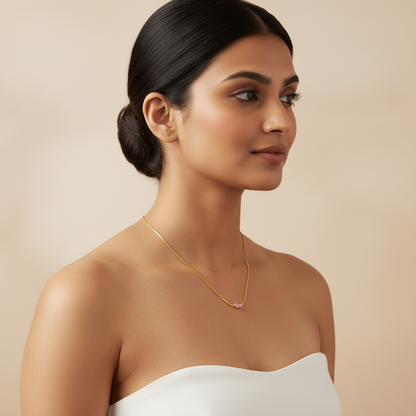 Luxe Golden Pink Solitaire Necklace | Italian Gold Plated SACH JEWELS