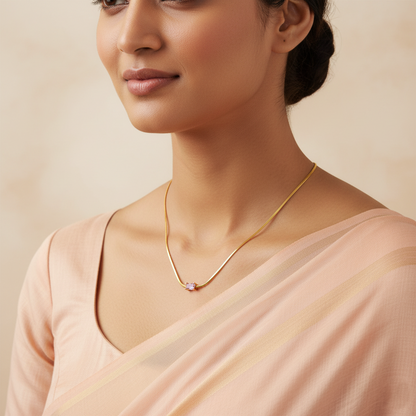 Luxe Golden Pink Solitaire Necklace | Italian Gold Plated SACH JEWELS