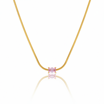 Luxe Golden Pink Solitaire Necklace | Italian Gold Plated SACH JEWELS