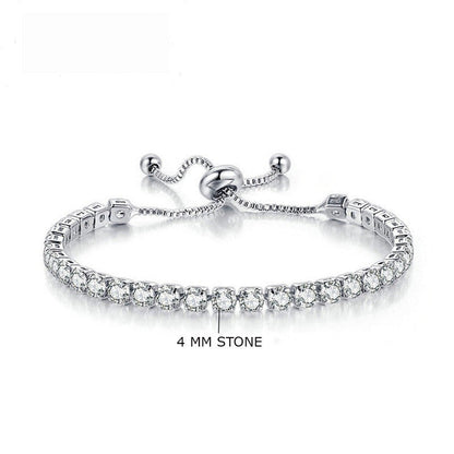Women Single String Diamond Bracelet | Italian Silver Plated. - SACH JEWELS