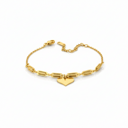 Golden Heart Dangle Bracelet | Italian Gold Plated SACH JEWELS
