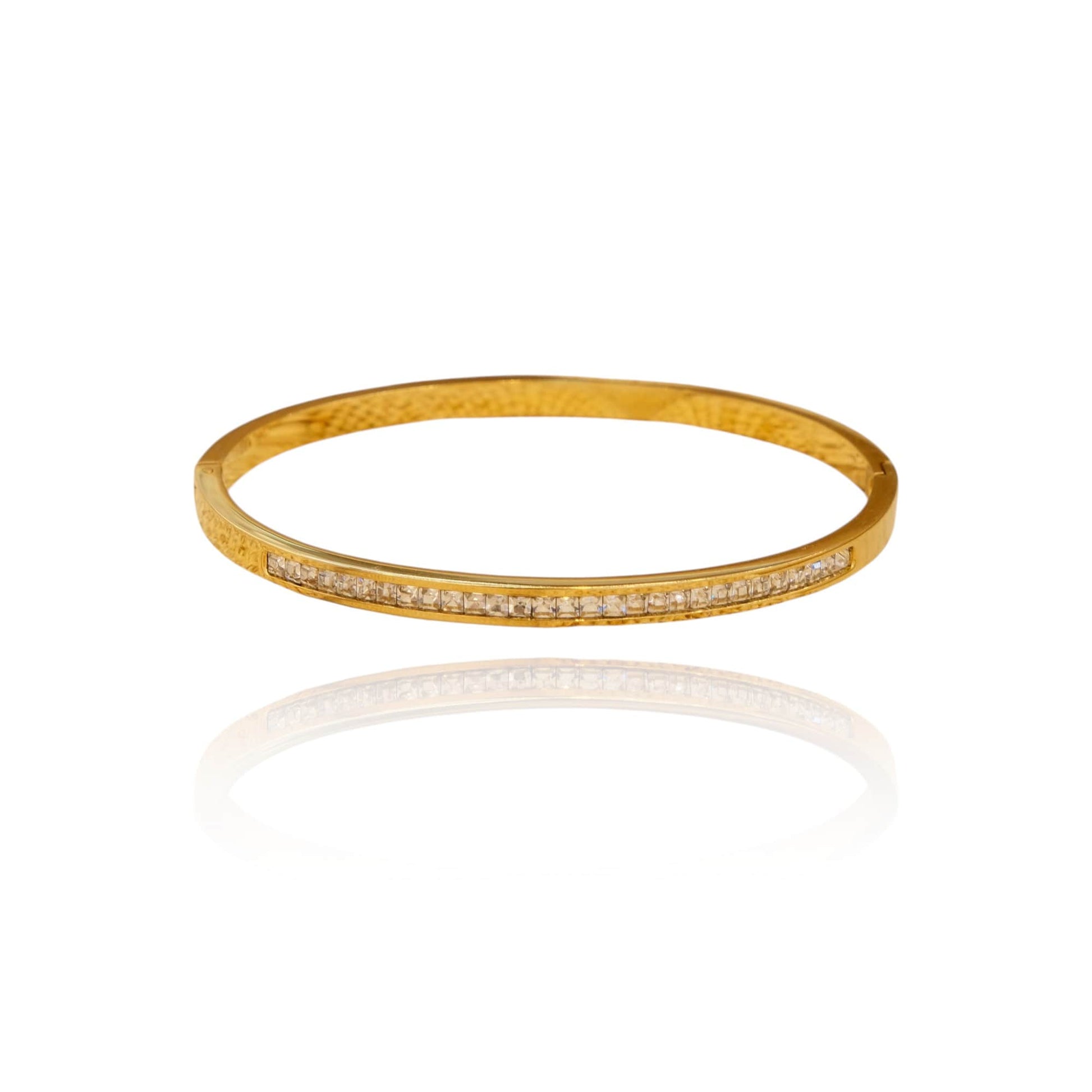 Classic CZ Lined Gold Cuffs | Italian Gold Plated SACH JEWELS