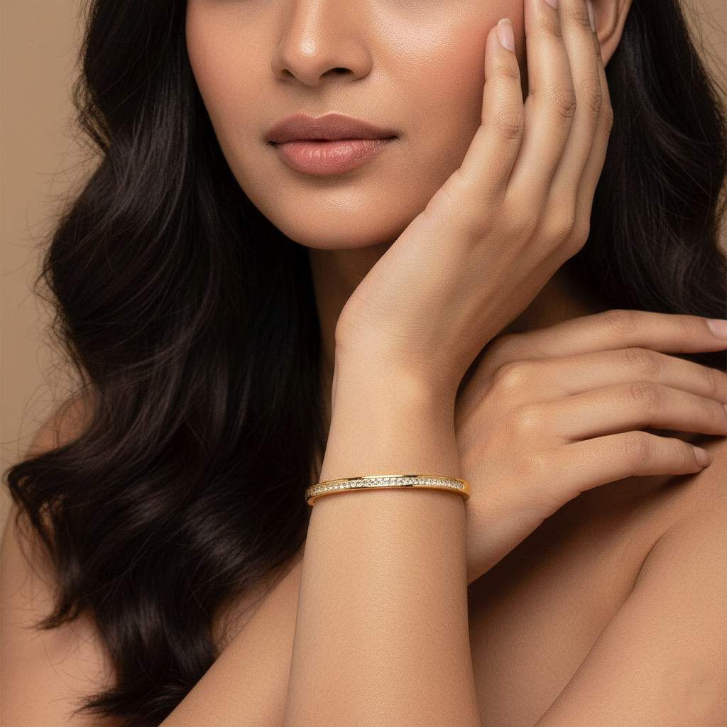 Classic CZ Lined Gold Cuffs | Italian Gold Plated SACH JEWELS