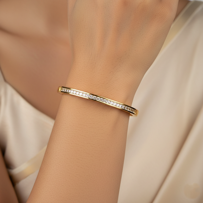 Classic CZ Lined Gold Cuffs | Italian Gold Plated SACH JEWELS