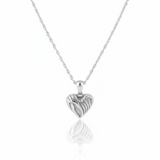 Sculpted Silver Heart Necklace | Italian Silver Plated SACH JEWELS