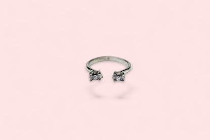 Double Ovoid Diamond Studded Ring | 925 Sterling Silver - SACH JEWELS