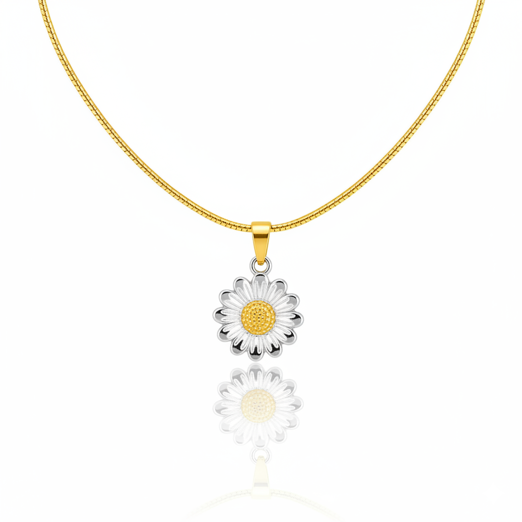 Golden Bloom Daisy Pendant Necklace | Italian Gold Plated SACH JEWELS