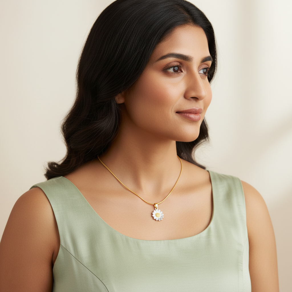 Golden Bloom Daisy Pendant Necklace | Italian Gold Plated SACH JEWELS