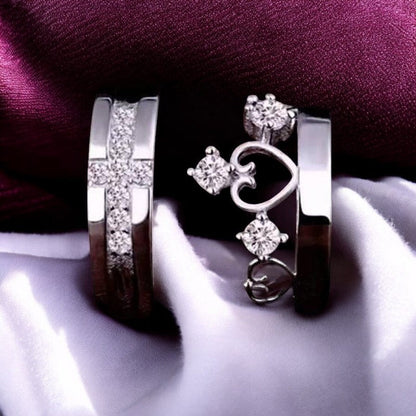 King Queen Diamond Couple Ring | Italian Silver Plated - SACH JEWELS