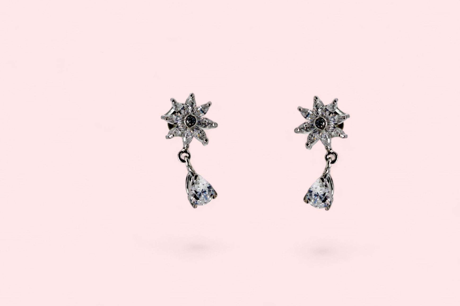 Star flower diamond drop stud Earrings | 925 Sterling Silver - SACH JEWELS