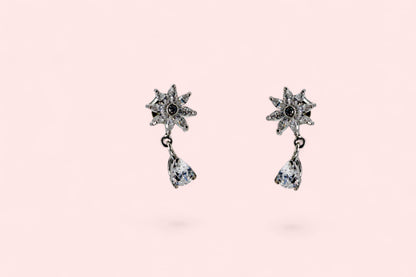 Star flower diamond drop stud Earrings | 925 Sterling Silver - SACH JEWELS