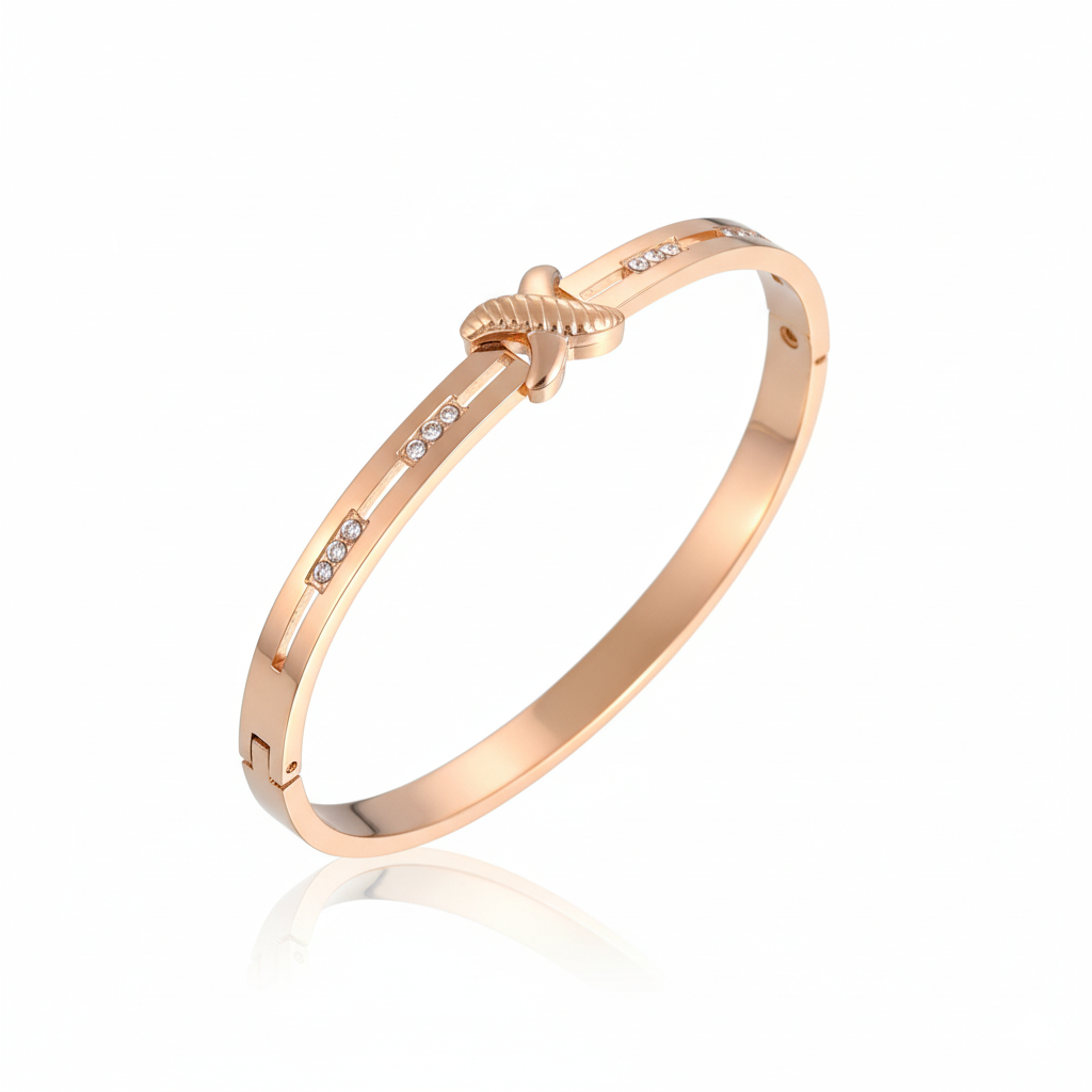 Golden Knot Centered Premium Cuff | Italian Rose Gold Plated SACH JEWELS