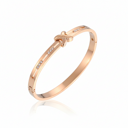 Golden Knot Centered Premium Cuff | Italian Rose Gold Plated SACH JEWELS