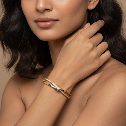 Crossover Sparkle Cuffs | Italian Gold Plated SACH JEWELS