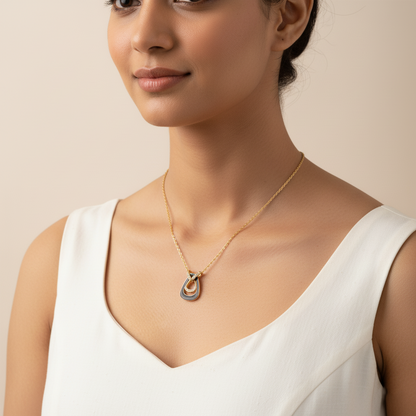 Golden Eclipse Diamond Pendant Necklace | Italian Gold Plated SACH JEWELS