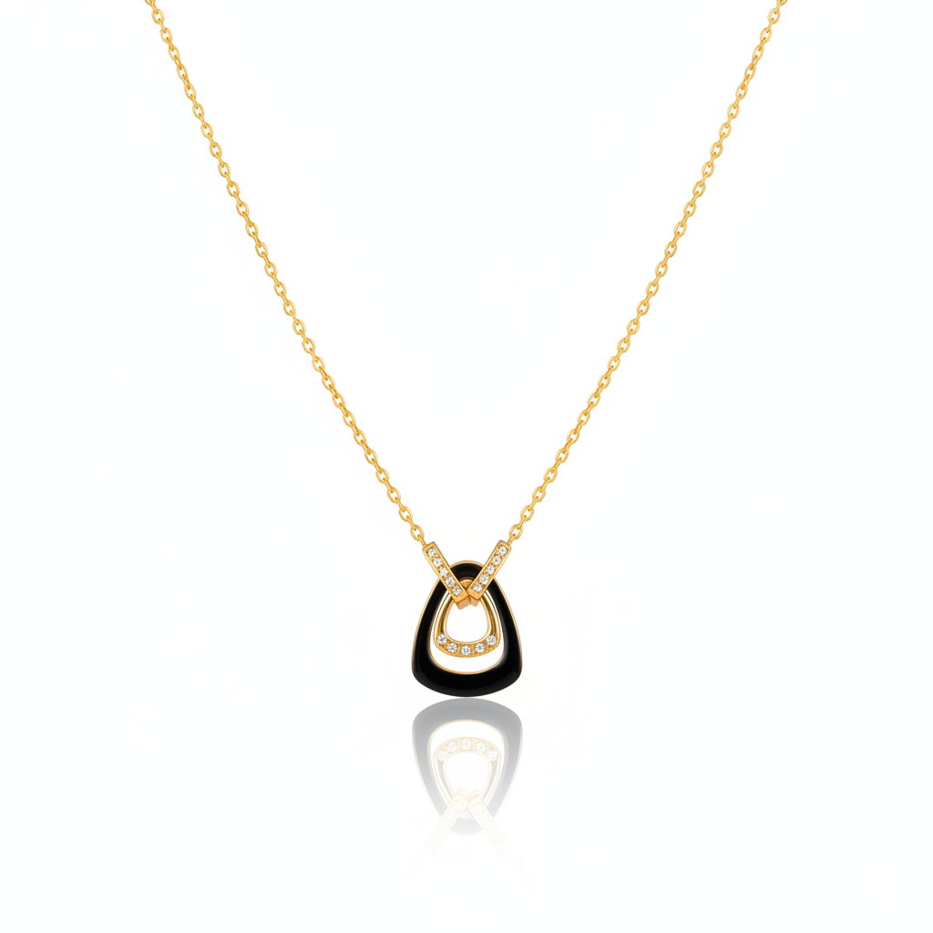 Golden Eclipse Diamond Pendant Necklace | Italian Gold Plated SACH JEWELS