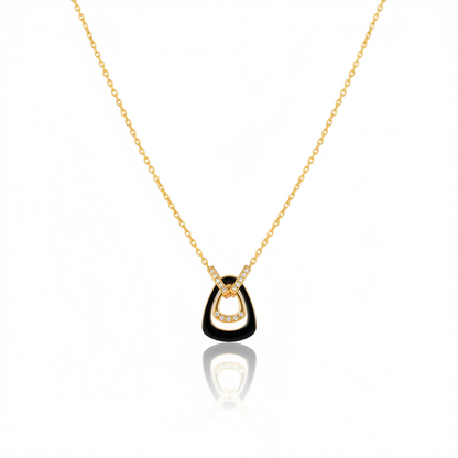 Golden Eclipse Diamond Pendant Necklace | Italian Gold Plated SACH JEWELS