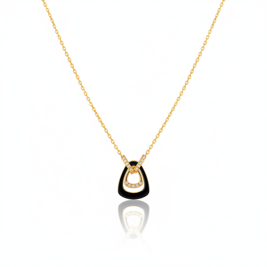 Golden Eclipse Diamond Pendant Necklace | Italian Gold Plated SACH JEWELS