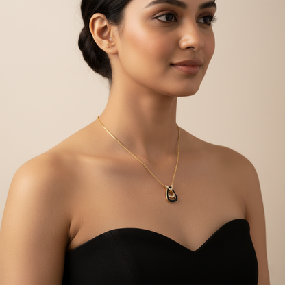 Golden Eclipse Diamond Pendant Necklace | Italian Gold Plated SACH JEWELS